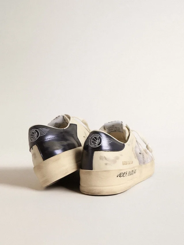 Stardan en cuero blanco y malla con estrella de cuero blanco