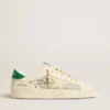 Stardan en piel napa blanca con estrella de piel color crema