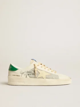 Stardan en piel napa blanca con estrella de piel color crema