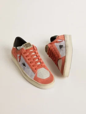 Stardan LTD en gamuza y malla color coral con estrella de cuero negro