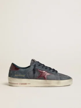 Stardan LTD para hombre en nubuck antracita y gamuza azul con estrella de cuero metalizado