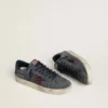 Stardan LTD para hombre en nubuck antracita y gamuza azul con estrella de cuero metalizado