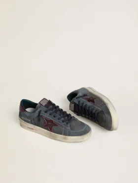 Stardan LTD para hombre en nubuck antracita y gamuza azul con estrella de cuero metalizado