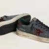 Stardan LTD para hombre en nubuck antracita y gamuza azul con estrella de cuero metalizado