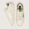 Stardan para hombre en cuero blanco con estrella y lengüeta en el talón de cuero con estampado de serpiente en verde militar