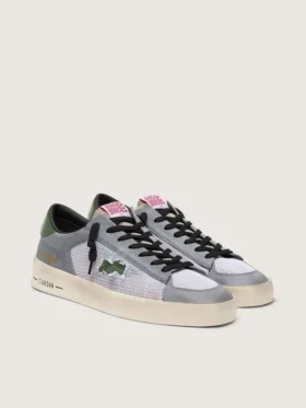 Stardan para hombre en gamuza azul polvo con estrella de cuero verde y lengüeta en el talón