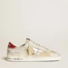 Stardan para hombre en nubuck y cuero craquelado con estrella de cuero plateado metalizado