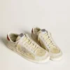 Stardan para hombre en nubuck y cuero craquelado con estrella de cuero plateado metalizado