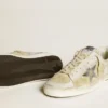 Stardan para hombre en nubuck y cuero craquelado con estrella de cuero plateado metalizado