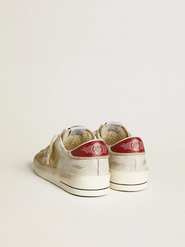 Stardan para hombre en nubuck y cuero craquelado con estrella de cuero plateado metalizado