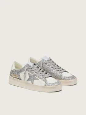 Stardan para mujer en cuero blanco y purpurina