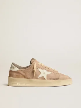 Stardan para mujer en gamuza rosa antiguo con estrella y lengüeta del talón de cuero blanco