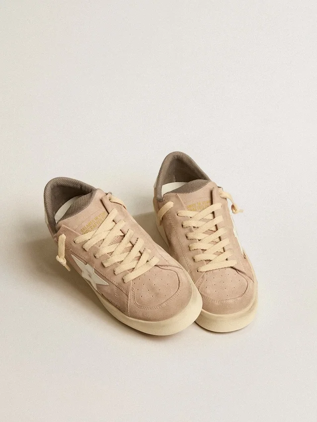 Stardan para mujer en gamuza rosa antiguo con estrella y lengüeta del talón de cuero blanco