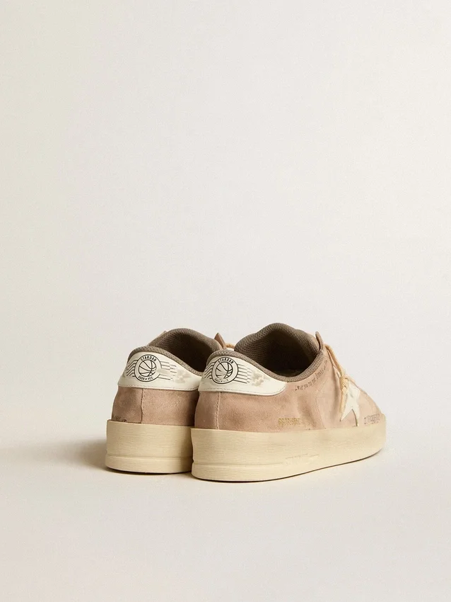 Stardan para mujer en gamuza rosa antiguo con estrella y lengüeta del talón de cuero blanco