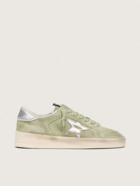 Stardan para mujer en gamuza verde salvia con estrella plateada metalizada