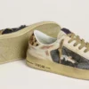 Stardan para mujer en napa y malla con lengüeta en el talón de piel de potro con estampado de leopardo