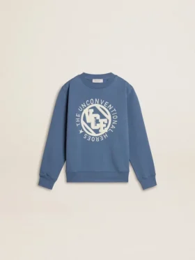 Sudadera azul para niños con parches blancos en relieve