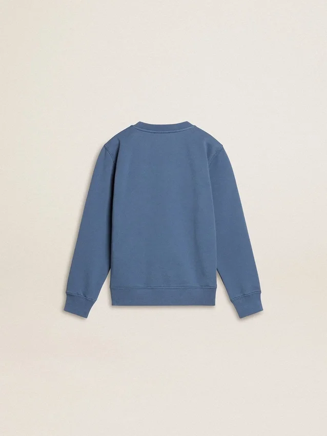 Sudadera azul para niños con parches blancos en relieve