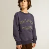 Sudadera azul violeta con el letrero de golden goose en el frente