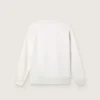 Sudadera blanca de algodón con cuello redondo para niñas de la colección Journey, con estampado de mascota y apliques de cristales