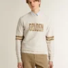 Sudadera blanca de algodón para hombre con estampado en el frente