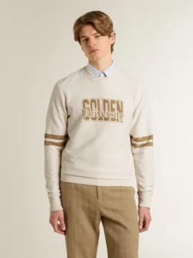 Sudadera blanca de algodón para hombre con estampado en el frente