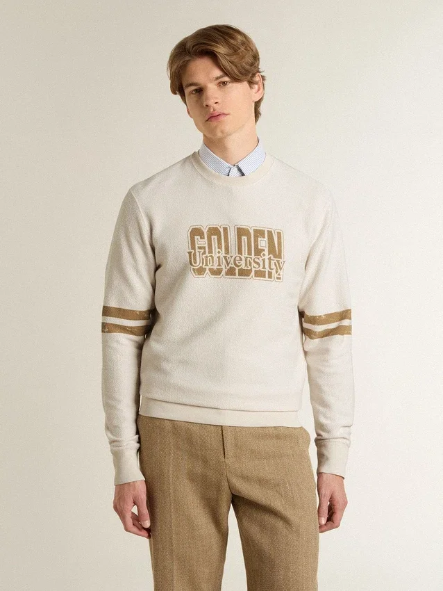 Sudadera blanca de algodón para hombre con estampado en el frente