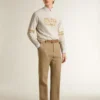 Sudadera blanca de algodón para hombre con estampado en el frente