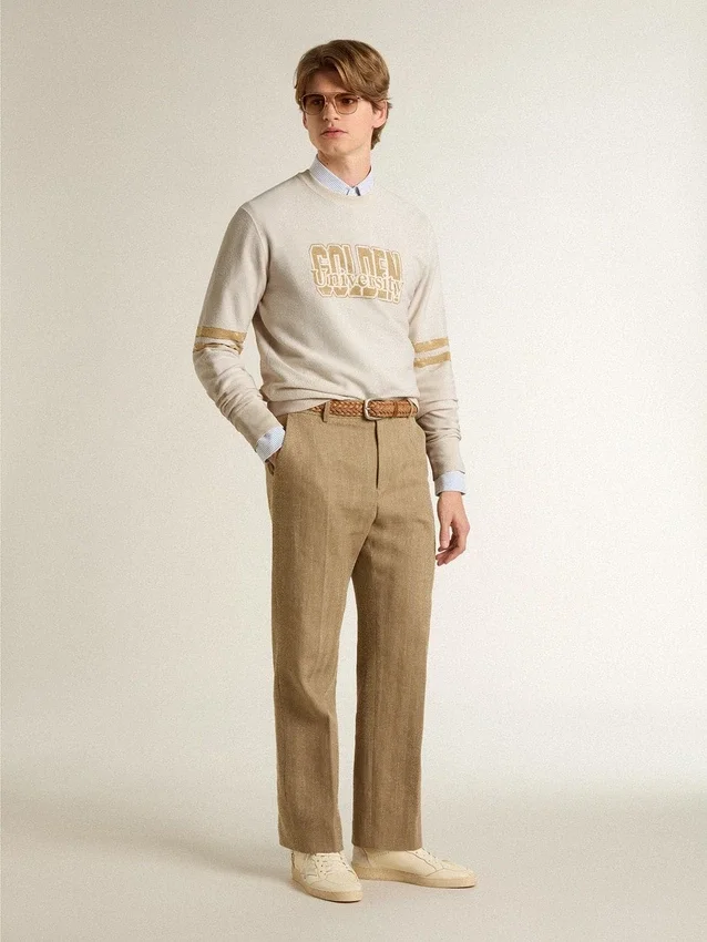 Sudadera blanca de algodón para hombre con estampado en el frente