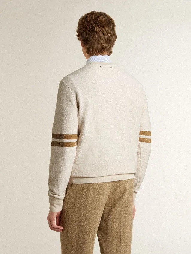 Sudadera blanca de algodón para hombre con estampado en el frente