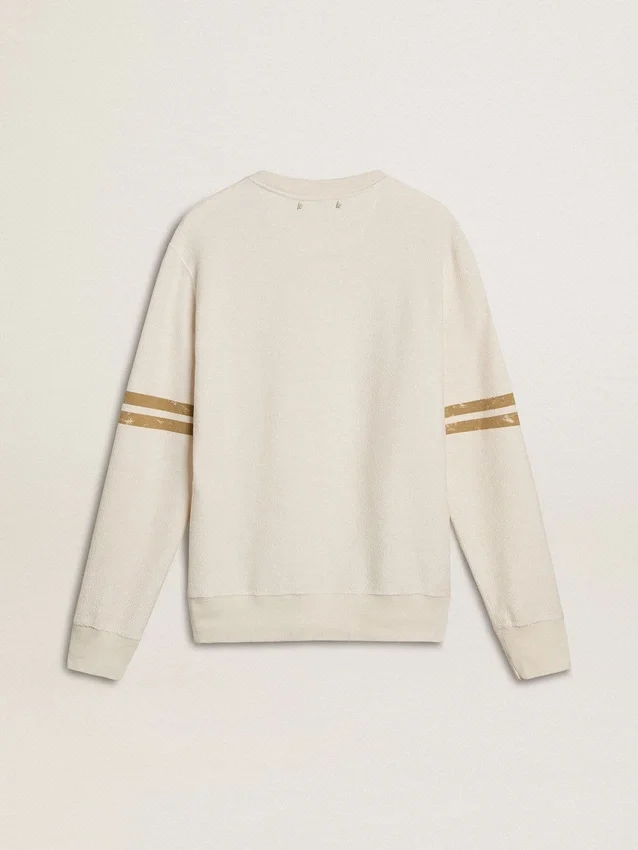 Sudadera blanca de algodón para hombre con estampado en el frente