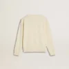 Sudadera color crema para niñas con letras en parches