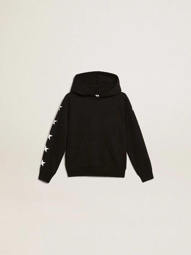Sudadera con capucha para niños en negro con estrellas blancas en contraste