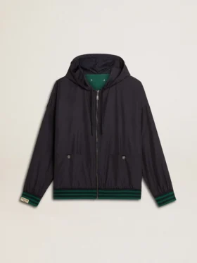 Sudadera con capucha reversible verde y azul para hombre
