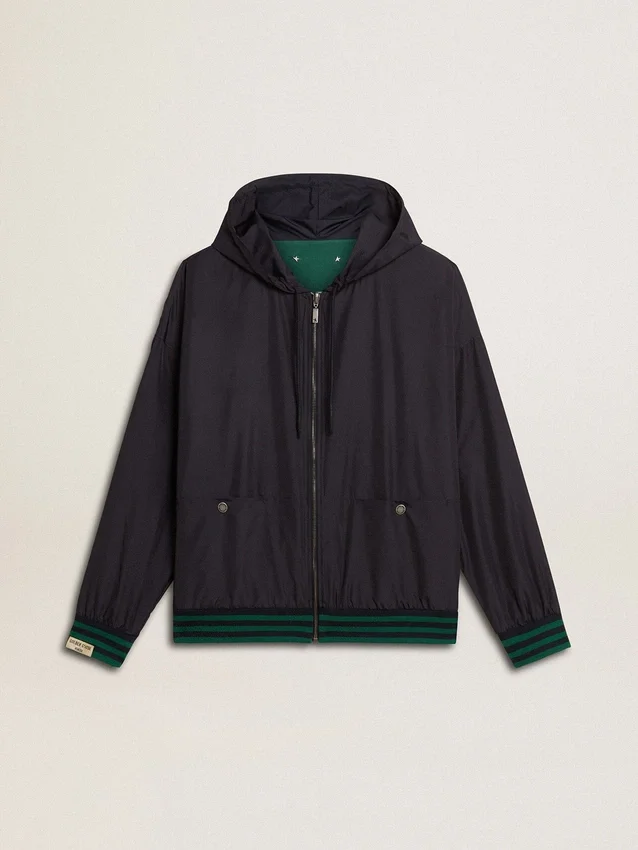 Sudadera con capucha reversible verde y azul para hombre