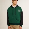 Sudadera con capucha reversible verde y azul para hombre