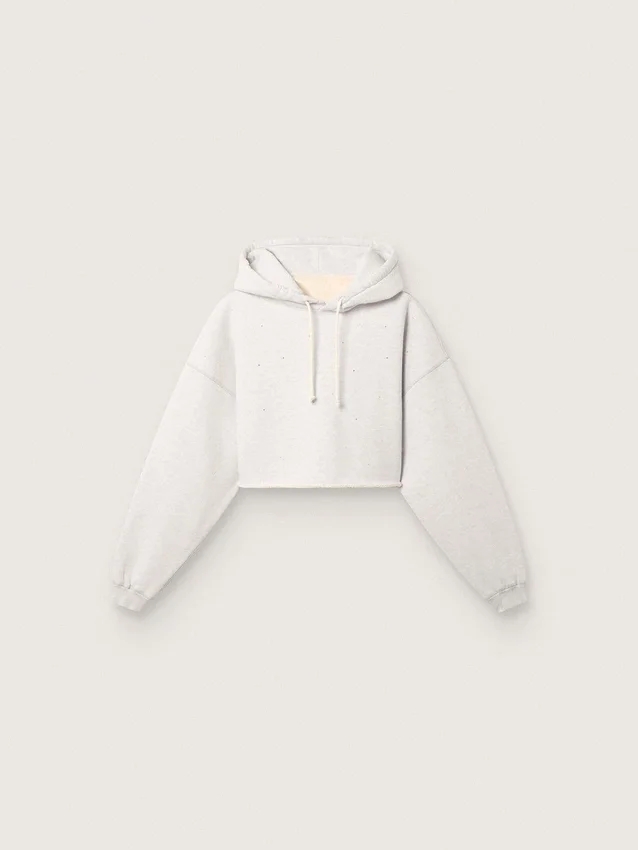 Sudadera corta con capucha para mujer de Star, en algodón gris jaspeado