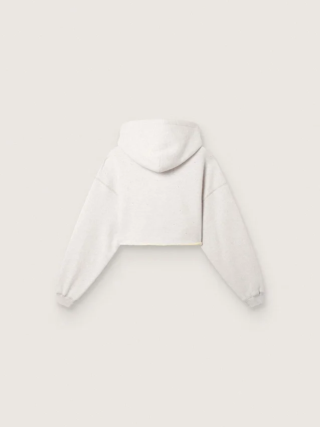 Sudadera corta con capucha para mujer de Star, en algodón gris jaspeado
