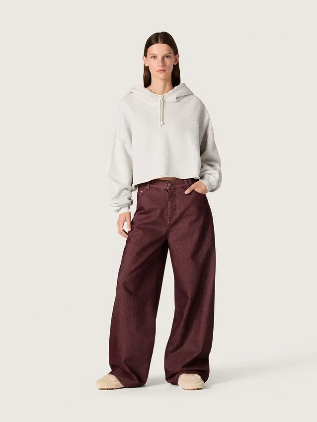 Sudadera corta con capucha para mujer de Star, en algodón gris jaspeado