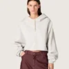 Sudadera corta con capucha para mujer de Star, en algodón gris jaspeado