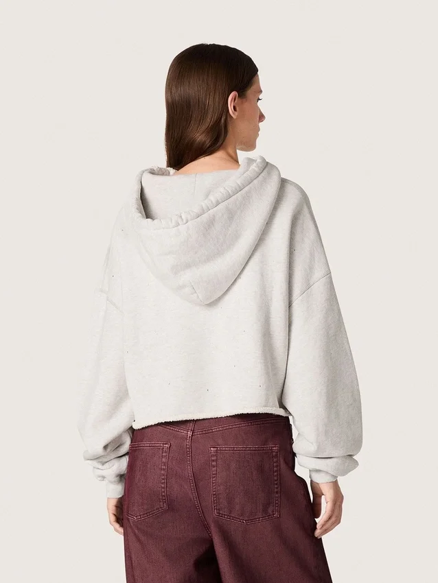 Sudadera corta con capucha para mujer de Star, en algodón gris jaspeado