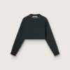 Sudadera corta de algodón para mujer con cristales en el frente