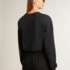 Sudadera corta de algodón para mujer con cristales en el frente