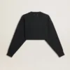Sudadera corta de algodón para mujer con cristales en el frente