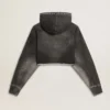 Sudadera corta gris con efecto desgastado