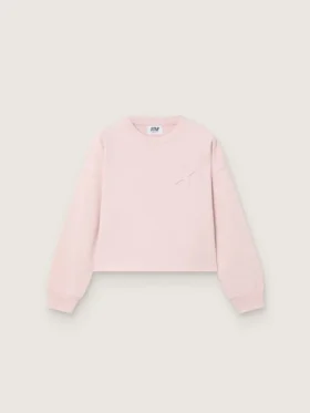 Sudadera corta para niñas «Star» de algodón rosa con parche y logotipo