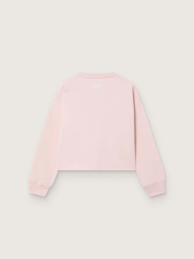 Sudadera corta para niñas «Star» de algodón rosa con parche y logotipo