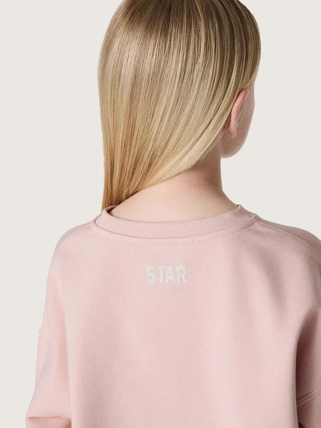 Sudadera corta para niñas «Star» de algodón rosa con parche y logotipo