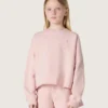 Sudadera corta para niñas «Star» de algodón rosa con parche y logotipo