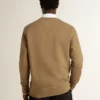Sudadera de algodón beige para hombre con estampado en el frente